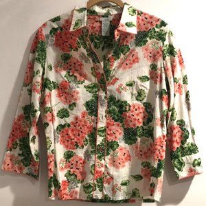 Anthropology Odille Floral Button Down Blouse